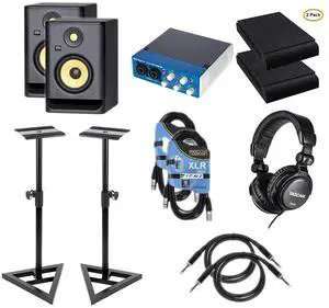 KRK ROKIT 5 G4 5 Pair  PreSonus AudioBox USB 96  Studio Monitor Stand (2)  Foam Pads  XLR Cables (2)  1/4 Cables (2)  Tascam TH02