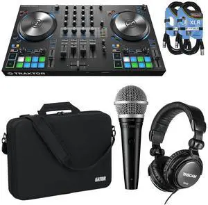 Native Instruments TRAKTOR KONTROL S3 + Tascam TH-02 Studio Headphones + Dynamic Vocal Microphone + Gator Cases GU-EVA-1813-3 EVA DJ Controller Carry Case and Cables