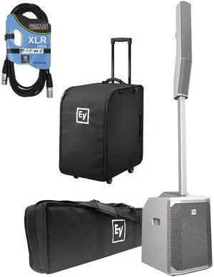 Electro-Voice EVOLVE 50 White Portable 1000W Bluetooth + Electro-Voice Evolve 50 Column Speaker Carrying Case with Wheels and Cable