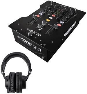 Allen & Heath XONE:23  2+2 Channel DJ Mixer + Tascam TH-07 High-Definition Monitor Headphones (Black)