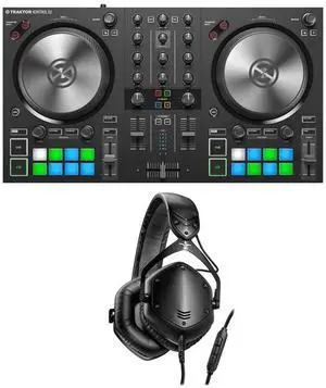 Native Instruments TRAKTOR KONTROL S2 MK3 + V-MODA Crossfade LP2 Special Edition (Matte Black)