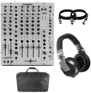 Allen & Heath XONE:96 Professional 6-Channel Analog DJ Mixer + ProX XS-M12LT Mixer Case with Laptop Shelf + Audio-Technica ATH-M50X and Cables