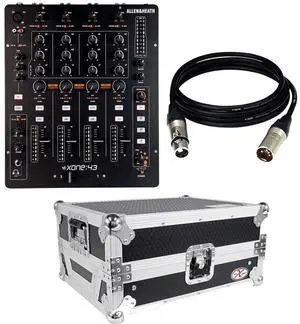 Allen & Heath XONE:43  4+1 Channel Analog DJ Mixer & ProX XS-M12LT Large Format 12 DJ Mixer Case with Laptop Shelf and Cable