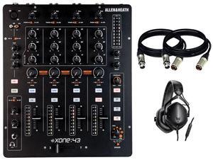 Allen & Heath XONE:43  4+1 Channel Analog DJ Mixer & V-MODA Crossfade LP2 Special Edition (Matte Black) & Cables