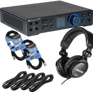 PreSonus Quantum HD 2 USB-C Audio Interface, (2) XLR Cables, (4) 1/4 Cables, Tascam TH02 Bundle