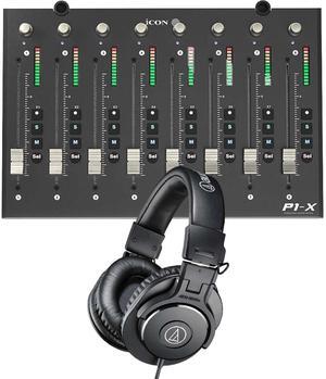 Icon Pro Audio P1-X DAW Control Expander for P1-M, Audio Technica ATH-M30X Bundle