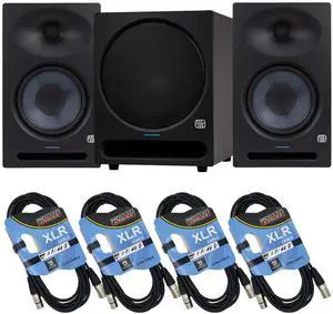 (2) PreSonus Eris Studio 8, PreSonus Eris Pro Sub 10 Subwoofer, (4) XLR Cables Bundle