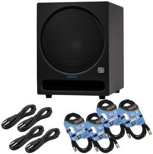 PreSonus Eris Pro Sub 10 Powered Studio Subwoofer, (4) XLR Cables, (4) 1/4 Cables Bundle