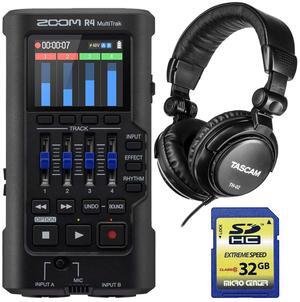 Zoom R4 MultiTrak SD Recorder, Tascam TH02, 32GB SD Card Bundle