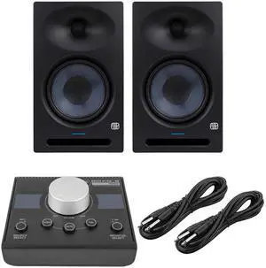 (2) PreSonus Eris Studio 8 8-inch Powered Studio Monitor, Mackie Big Knob Passive, (2) 1/4 Cables Bundle