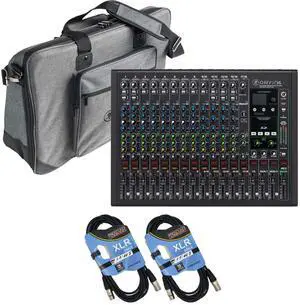 Mackie Onyx16 16-channel Analog Mixer, Carry Bag for Onyx16, (2) XLR Cables Bundle