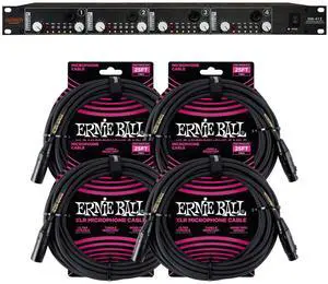 Warm Audio WA-412 4-Channel MicPre-Amp, (4) ErnieBall XLR 25FT Bundle
