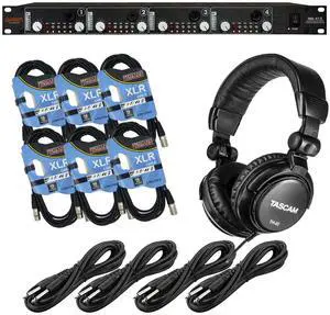 Warm Audio WA-412 4-Channel MicPre-Amp, (4) 1/4 Cables, (6) XLR Cables, Tascam TH02 Bundle