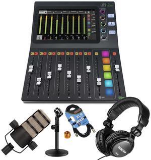 Mackie DLZ Creator 12-channel Digital Mixer, Rode PodMic, XLR Cable, Tascam TH02, Mic Desk Stand Bundle