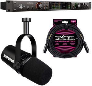 Universal Audio Apollo x6, Shure MV7 Mic, ErnieBall XLR Cable Bundle