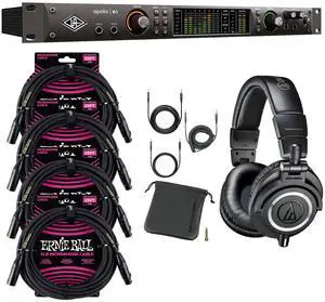 Universal Audio Apollo x6, AT ATH-M50X Headphones, (4) ErnieBall 1/4 Bundle