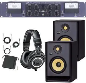 Manley Stereo Variable MU Limiter Compressor Mastering Version, (2) KRK RP5G4 Monitors, Audio Technica ATH-M50X Bundle