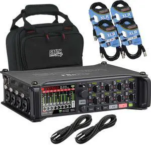 Zoom F8n Pro Multitrack Field Recorder, Gator G-MIXERBAG-0608, (4) XLR Cables, (2) 1/4 Cables Bundle