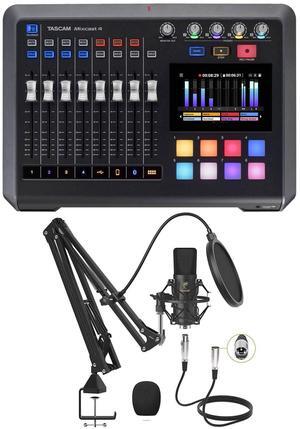 TASCAM Mixcast 4 Podcast Workstation, TONOR Professional Cardioid Studio Mic Kit Bundle