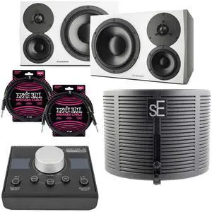 (2) Dynaudio LYD 48  3-Way Speakers (Left/Right  White), Mackie Big Knob Passive, (2) ErnieBall cables, sE Electronics RF-X Bundle