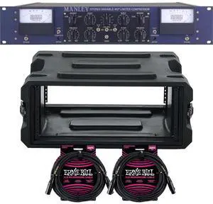 Manley Variable Mu Stereo Compressor Limiter, Gator G-PRO-4U-19, (2) ErnieBall XLR Cables Bundle