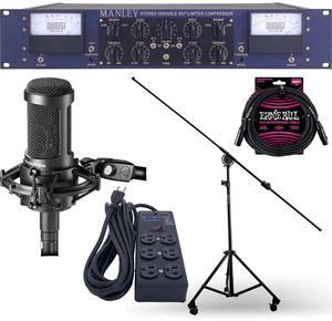 Manley Variable Mu Stereo Compressor Limiter, AxcessAbles MB-W, AT2035 Mic, Furman SS-6B, ErnieBall XLR Cable Bundle