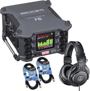 Zoom F6 6-Input / 14-Track Multitrack, Audio Technica ATH-M30X, (2) XLR Cables Bundle