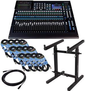 Allen & Heath Qu-24C Digital Mixer, RockVille Rack RXS20, 50FT Ethercon Cable, (12) XLR Cables Bundle