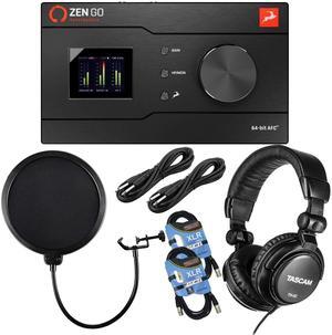 Antelope Zen Go Synergy Core Audio Interface, POP Filter, (2) 1/4 Cables, (2) XLR Cables, Tascam TH02 Bundle