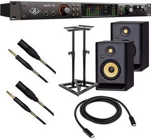 Universal Audio Apollo x6 Heritage Edition  16 x 22 Thunderbolt, (2) KRK RP5G4 Monitors, Monitor Stands, (2) Mogami XLR to 1/4, Thunderbolt 3 Cable Bundle