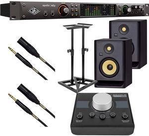 Universal Audio Apollo x8p Heritage Edition 16 x 22 Thunderbolt, (2) KRK RP5G4 Monitors, Monitor Stands, (2) Mogami XLR to 1/4, Mackie Big Knob Passive Bundle