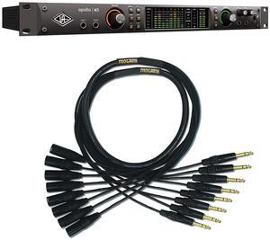 Universal Audio Apollo x8 Heritage Edition 18 x 24 Thunderbolt, Mogami Gold 8 TRS-XLRF 8-channel 1/4 TRS Male to XLR Female Snake, 10 foot Bundle
