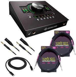 Universal Audio Apollo Twin MKII DUO Heritage Edition, Thunderbolt 3 Cable, (2) Mogami XLR to 1/4, (2) ErnieBall 1/4 Cables Bundle