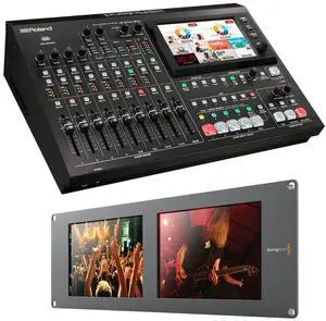 Roland VR-50HD MK II Multi-Format AV Mixer, Blackmagic Duo Rackmountable Dual 8 LCD Monitors Bundle