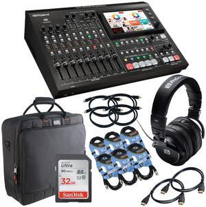 Roland VR-50HD MK II Multi-Format AV Mixer, Presonus HD9 Headphones, (6) XLR Cables, (4) RCA Cables, (2) HDMI Cables, Gator G-MIXERBAG 1818, 32GB SD Card Bundle