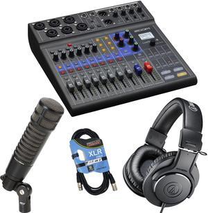 Zoom LiveTrak L-8 Portable Mixer, Electro-Voice RE320, ATH-M20x, XLR Cable Bundle