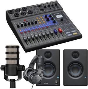 Zoom LiveTrak L-8 Portable Mixer, Rode PodMic, ATH-M20x, XLR Cable, Presonus Eris 3.5 Monitors