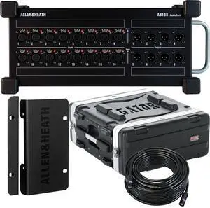 Allen & Heath AB168, AB168 RK10 Mount, Gator GR-4L, GLS Audio 100-Feet Ethercon Cable Bundle