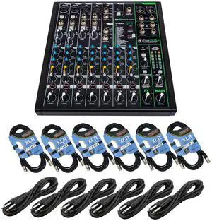 Mackie ProFX10v3, (6) XLR cables, (6) 1/4 cables Bundle