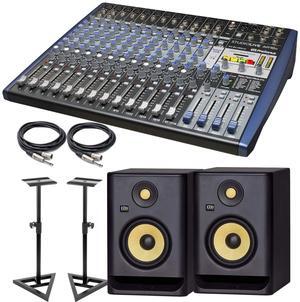PreSonus StudioLive AR16c USB-C, (2) KRK RP5G4, Monitor Stands, (2) XLR to 1/4 cable Bundle