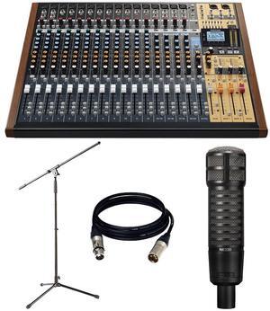 Tascam Model 24  Digital Mixer, Recorder, and USB Audio Interface + KRK ROKIT 5 RP5G3 Studio Monitor Pair + Stands + Cables + Pads