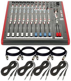 Allen & Heath ZED14  14-Channel Recording and Live Sound Mixer with USB Connection + (4) XLR to XLR Cables 15FT Ea + (4) TRS to TRS Cables 15FT Ea