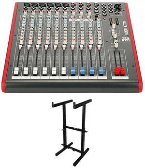 Allen & Heath ZED14  14-Channel Recording and Live Sound Mixer with USB Connection + Rockville RXS20 Portable Mixer Stand
