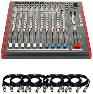 Allen & Heath ZED14  14-Channel Recording and Live Sound Mixer with USB Connection + (8) XLR to XLR Cables 15FT Ea