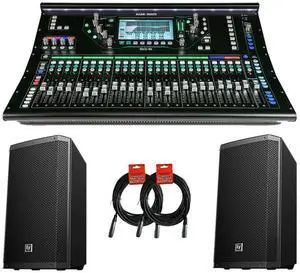 Allen & Heath SQ-6 48-Channel / 36-Bus Digital Mixer with 24+1 Motorized Faders & Pair of EV ZLX12BT Speakers and XLR Cables