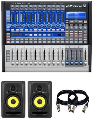 PreSonus StudioLive 16.0.2 USB Performance & Recording Digital Mixer + KRK RP5G3-NA Rokit 5 Generation 3 Powered Studio Monitor  Pair + (2) XLR to XLR Cables 15FT Ea