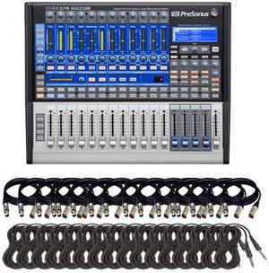 PreSonus StudioLive 16.0.2 USB Performance & Recording Digital Mixer + (16) XLR to XLR Cables 15FT Ea. and (16) TRS to TRS Cables 15FT EA.