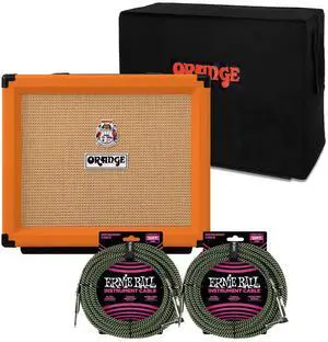 Orange Rocker 15 1×10 15W Tube Amp (Orange), Orange Cover, (2) Ernie Ball P06077 Bundle