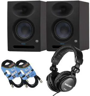 (2) PreSonus Eris Studio 5 Powered Studio Monitor, (2) XLR Cables, Tascam TH02 Bundle