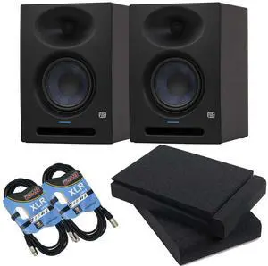 (2) PreSonus Eris Studio 5 Powered Studio Monitor, (2) XLR Cables, Foam Pads Bundle